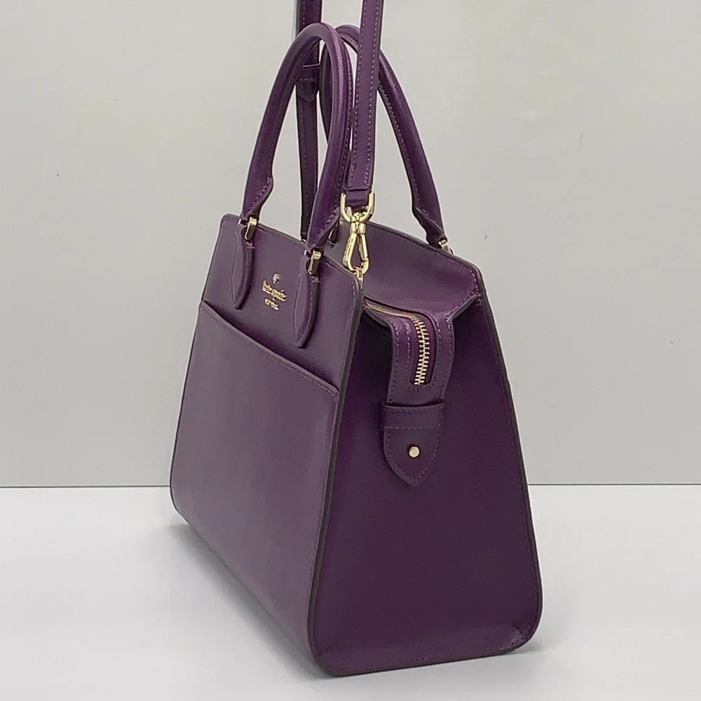 Kate Spade Madison Saffiano Leather Medium Satchel
COLOR:
Ripe Plum 
NWT_11